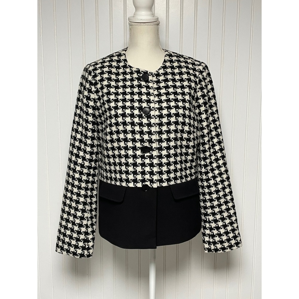 Talbots Houndstooth Button Down Color Block Blaze… - image 1